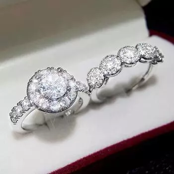 Caoshi элегантные милые женские обручальные кольца из 2 шт./компл. с блестящим цирконием, изящные аксессуары для юбилейной церемонии, вечеринки 8