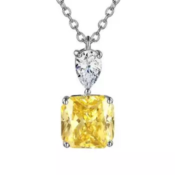 CAOSHI Элегантное женское изысканное ожерелье с подвеской с ярко-желтым кубическим цирконием, эффектное украшение, аксессуары для помолвки Yellow&45cm