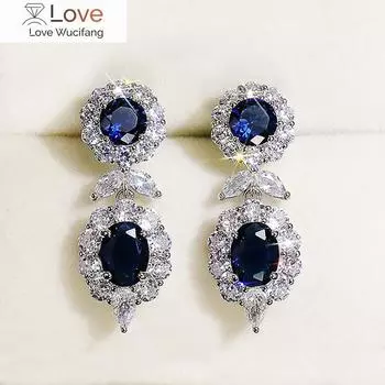 CAOSHI Элегантные женские вечерние серьги с ярким синим кристаллом CZ, модные женские аксессуары на годовщину, роскошные женские ювелирные изделия, подарок