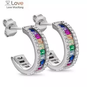 CAOSHI Красочные CZ Серьги-кольца для девочек Хорошее качество Блестящие кристаллы Серьги для женщин Изысканные повседневные носимые ювелирные изделия Подарок