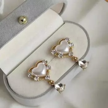 CAOSHI милые женские серьги-капли с сердцем, искусственный жемчуг, блестящий цирконий, кулон, ювелирные изделия для помолвки, эстетические аксессуары