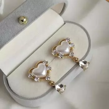 CAOSHI милые женские серьги-капли с сердцем, искусственный жемчуг, блестящий цирконий, кулон, ювелирные изделия для помолвки, эстетические аксессуары