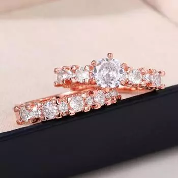 Caoshi модные 2 шт./компл. обручальные кольца женские цвета розового золота/серебра аксессуары для свадьбы двойной комплект колец для женщин 10