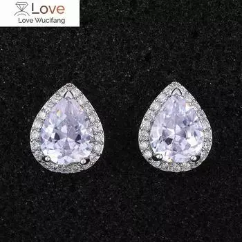 CAOSHI модные серьги-гвоздики в форме капли воды для женщин, высококачественные серебряные, инкрустированные блестящими кубическими цирконами ААА, свадебные украшения белый