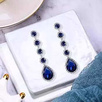 Caoshi модные темпераментные женские вечерние серьги с синими кристаллами, великолепные аксессуары для юбилейной церемонии, стильные украшения