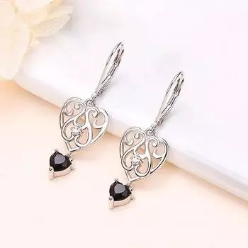 CAOSHI очаровательные серьги с цирконием в форме черного сердца для женщин, ажурный стиль, кулон, ювелирные аксессуары для церемонии помолвки