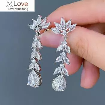 CAOSHI Ослепительные хрустальные серьги-подвески для женщин, помолвочные украшения с нежным дизайном, изящные аксессуары для свадебной церемонии