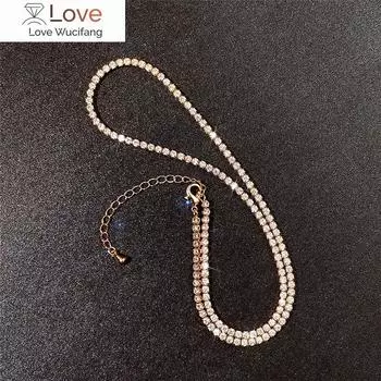 CAOSHI Простые роскошные цепочки ожерелья для женщин Ослепительные кубические циркониевые аксессуары серебряного цвета/золотого цвета ювелирные изделия для женщин 35cm 5cm