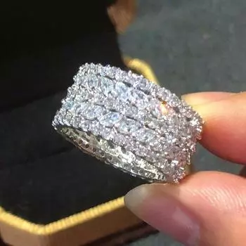 Caoshi стильное блестящее кольцо с кубическим цирконием для женщин, аксессуары серебряного цвета для свадебной вечеринки, благородные женские блестящие украшения 6