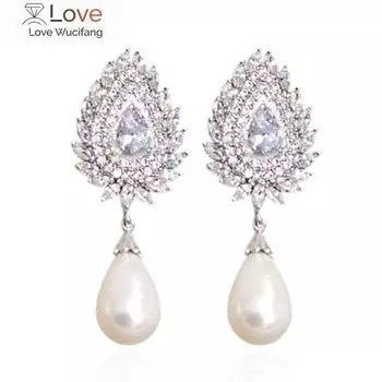 CAOSHI высококачественные серьги-подвески женские свадебные аксессуары с искусственным жемчугом и блестящими цирконами нежные ювелирные изделия