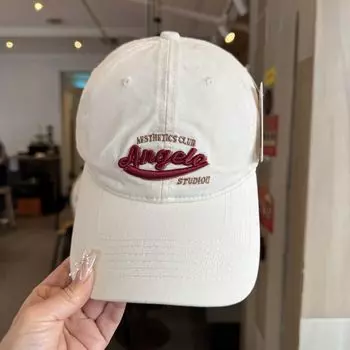 Cap for Women 2025 New Arrival Big Head Circumference Embroider Letters K-style Easiest for Match Men s Soft Top Sun-Poof Peaked Cap Small Face Angel-White All yards