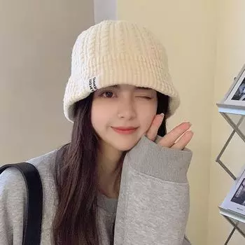 Cap Postpartum Spring and Autumn New Arrival Knitting Hat Women s Pregnant Women Going out Windproof Earflaps Bucket Hat Big Head Circumference Beige White All yards