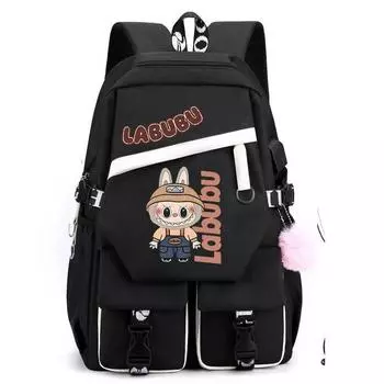 Capacity Backpack Large With Print Designs And Usb Charging For Use Daily Black