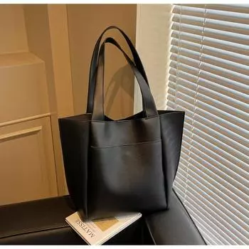 Capacity Commuter bag New fashion versatile casual tote bag Simple shoulder bag чёрный
