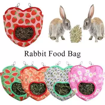 Capacity Heart-Shape Hay Bag Hanging Feeding Dispenser Container Rabbit Feeding Bag Home 2