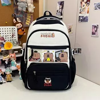 Capacity Kids Large Backpack With Cartoon Capybara Print Designs School For