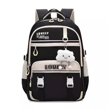 Capacity Simple Large Backpack With Letter Embroidery And Cloud Design Pendant