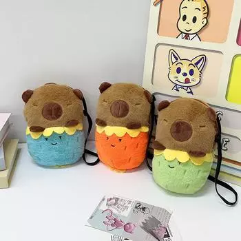 Capibara Plush Capybara Сумка через плечо для девочек Милая универсальная сумка для волос для девочек Мультяшная студенческая маленькая сумка One Size оранжевый