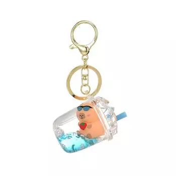 Capibara Жидкая Бутылка Конфеты Брелок Креативный Движущиеся Блестки Акриловый Брелок Женская Сумка Подвеска Брелок Подарки