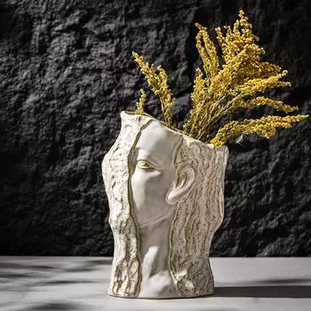 CAPIRON Face Абстрактная керамическая ваза для пампасной травы Сухоцветы Скандинавское украшение для дома Гостиная Полка Стол Декор Аксессуары белый