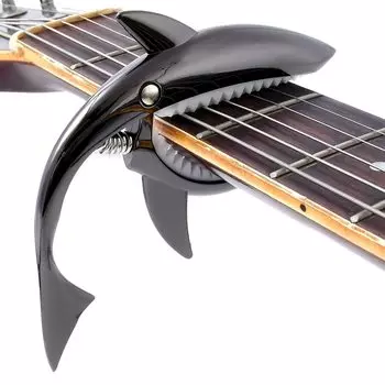 Capo Tast Acoustic Guitar Capo Tast Guitar or Gold or Black or the strings Capo Shark with shark cool Shark Guitar Capo Ukulele Capo [Silver чёрный