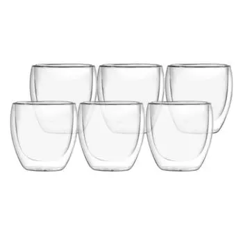 Cappuccinos Glass Walled Cups coffee 80ml Double for Clear 6x Coffee