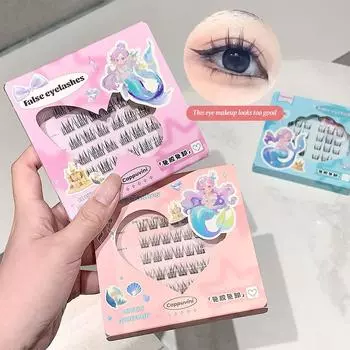 Cappuvini 6 рядов накладных ресниц без клея с широким стержнем в виде подсолнуха в корейском стиле, ежедневный натуральный макияж для ресниц