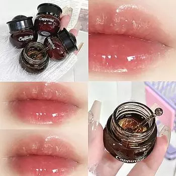 CAPPUVINI Черный медовый бальзам для губ Увлажняющий и увлажняющий осветляет морщины на губах Блеск для губ