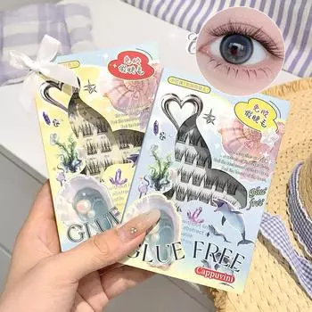 Cappuvini Glue-free False Eyelashes Straight Roots Distinct Light Natural Comfortable Segmented Upper Eyelashes