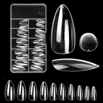 Capsule Nail Art Tool Full Cover Nail Tips False Nails Fake Nail Extension Long Artificial Nails Clear Almond