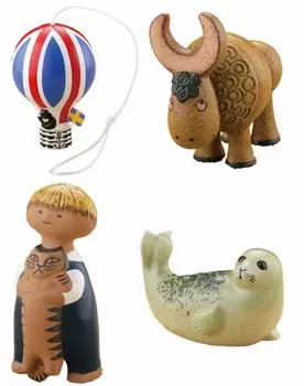Capsule Q Museum Lisa Larson Miniature Fabrica 4 types set Vol.3 [Assorted (1.Balloon/2.Buffalo/5.Pele/6.Seal)]