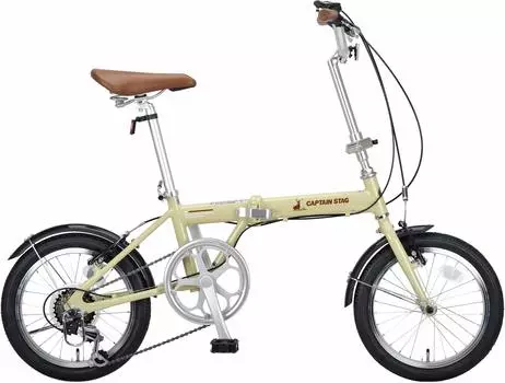 CAPTAIN STAG AL 16-дюймовая складная велосипедная рама из алюминия [переключение скоростей SHIMANO 6] Вес приблизительно. 10,6 кг Передние и задние тормоза V-типа SHIMANO power