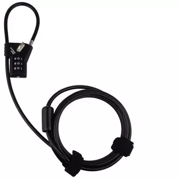 Captain Stag Bicycle Wire Cable Double Loop 2m Changeable Lock, Lock, Lock, Lock, 3-Digit Combination, Lightweight, Detachable, 4.8mm Diameter, чёрный