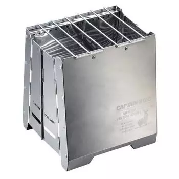 CAPTAIN STAG Camping Stove Wood Stove Bonfire Stand Secondary Combustion Fire Boost Stove Stainless Steel Storage Bag Included UG-82 Silver Width 250