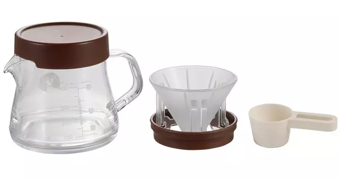 CAPTAIN STAG Набор капельниц для кофе Кофейный сервер Набор всплывающих капельниц Небьющийся 470 мл Сделано в Японии Сетчатый футляр в комплекте UW-3550 Прозрачный