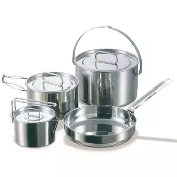 CAPTAIN STAG Cooker Set Stainless Steel Cooker L Set Stainless Steel Made in Japan Made in Tsubame-Sanjo Laguna UY-7032 Silver L Size