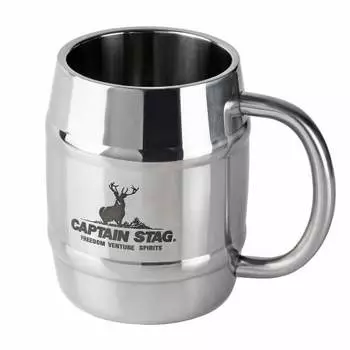 CAPTAIN STAG Cup Mug Beer Stein Double Stainless Steel Hollow Double Structure Barrel Shape Mug 420ml UH-39