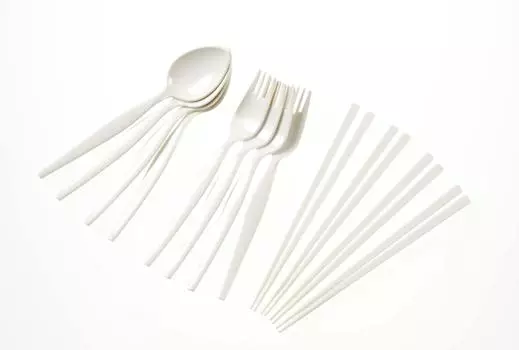 Captain Stag Goody Spoon (4) Fork (4) Chopsticks (4) Set (with case) (White) M-7840