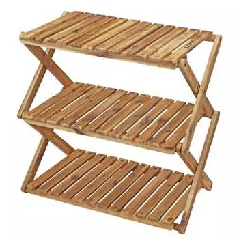 CAPTAIN STAG Кемпинговая веранда, полка для хранения, деревянная, 3-х уровневая стойка MOVE, ширина 600 мм, 2 регулируемых по высоте CS Classics UP-2581