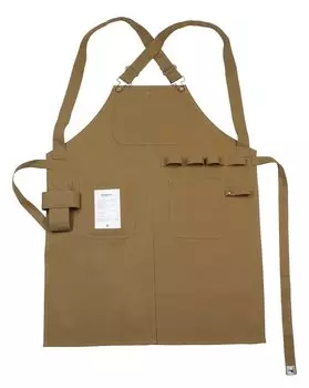 CAPTAIN STAG Кемпинговый фартук с поясом для подвешивания, один размер, подходит большинству рабочих фартуков, огнестойкая ткань, коричневая утка, ОГНЕУПОРНЫЙ X-тип UP-2694 коричневый