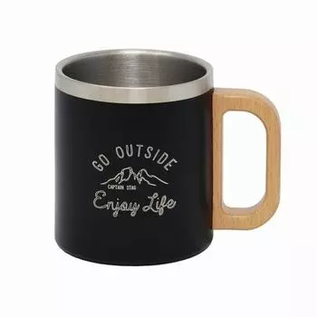 Captain Stag Outdoor Cup Mug Кружка-стакан Двойная нержавеющая сталь Полая изолированная тепло-холодная 350 мл Деревянный узор Черный Monte Uh 2025