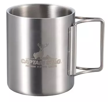 CAPTAIN STAG Outdoor Cup Mug Tumbler 250ml Double Stainless Steel Hollow Double Structure Folding Handle Stainless Steel NEW Freedom UH-2018