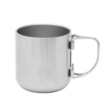 CAPTAIN STAG Outdoor Cup Mug Tumbler CS Vacuum Folding Handle Mug 300ml Stainless Steel Silver UE-3595
