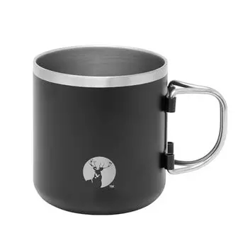 CAPTAIN STAG Outdoor Cup Mug Tumbler CS Vacuum Folding Handle Mug 500ml Stainless Steel Black UE-3598