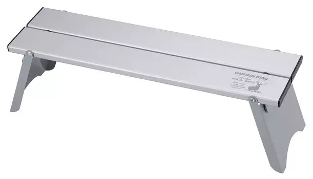 CAPTAIN STAG Outdoor Table Aluminum Solo Table Width 420 x Depth 115 x Height 120mm with connection function Compact Storage case included Silver