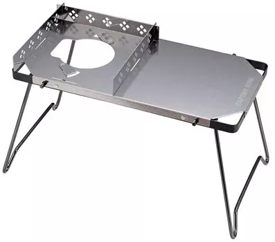 CAPTAIN STAG Outdoor Table Auric Fitted Table with Windshield and Storage Bag Embossed Stainless Steel UF-34