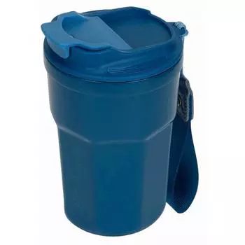 Captain Stag Ue 3615 [outdoor Cup Mug Mug Tumbler Vacuum Double Flip Lid Tumbler 350ml With Insulated Lid Strap Monte blUe]