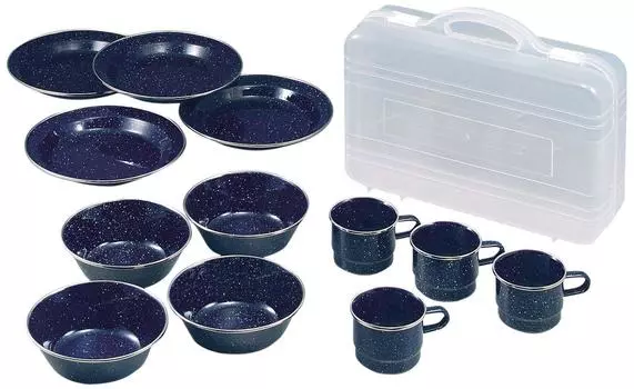 Captain Stag waist enamel tableware set (with carrying case) M-1078 enamel enamel tableware