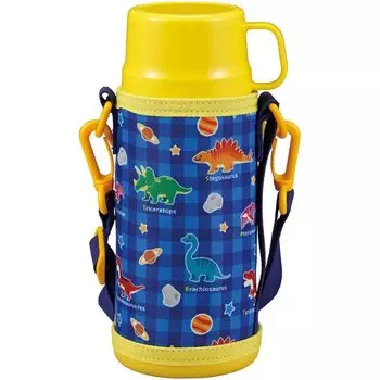 CAPTAIN STAG Water Direct Cup Double Stainless Steel Vacuum Heat Cold 2WAY Kids Cover Included with Shoulder Kyoryu Product 98 x 80 x Height 215 mm