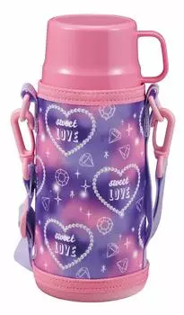 CAPTAIN STAG Кружка для питья воды Двойная нержавеющая сталь Вакуумная Тепло Холод 2WAY Детская Крышка в комплекте с плечевым ремнем Сердце Продукт 98 x 80 x Высота 215 мм